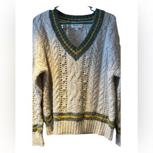 Heartloom Cable knit Sz M Boho  Acryl wool  blend Chunky Vintage inspired Preppy